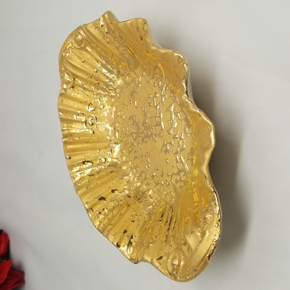 Weeping Gold Glaze 22K Hollywood Regency Style Bowl - Picture 12 of 17
